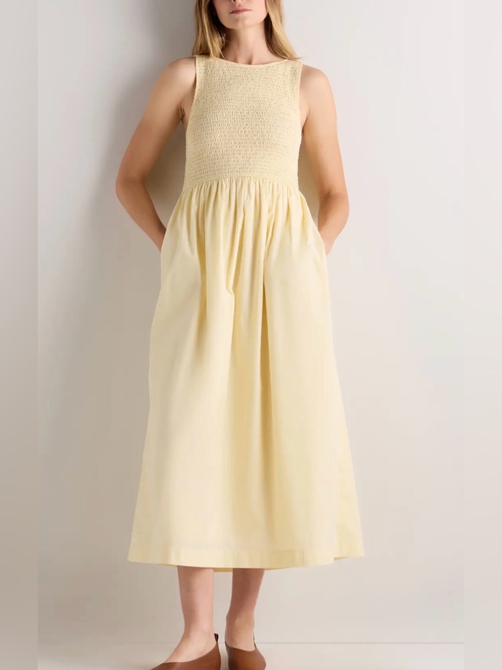 Quince 100% Organic Cotton Poplin Boat Neck Maxi Dress. (Mix46)